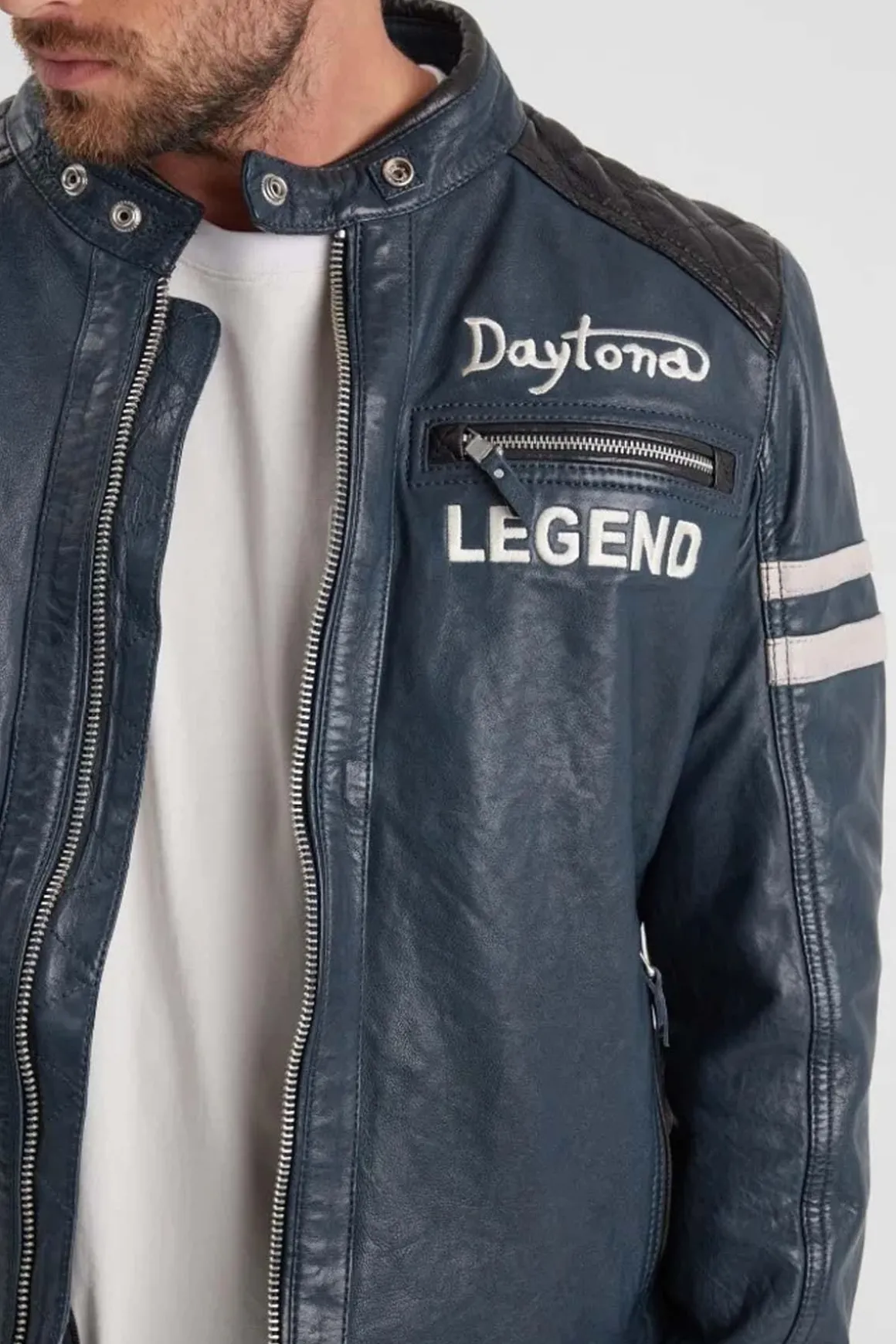 Blouson Homme Daytona Gladstone+Hood Lamb Vita Short Blue