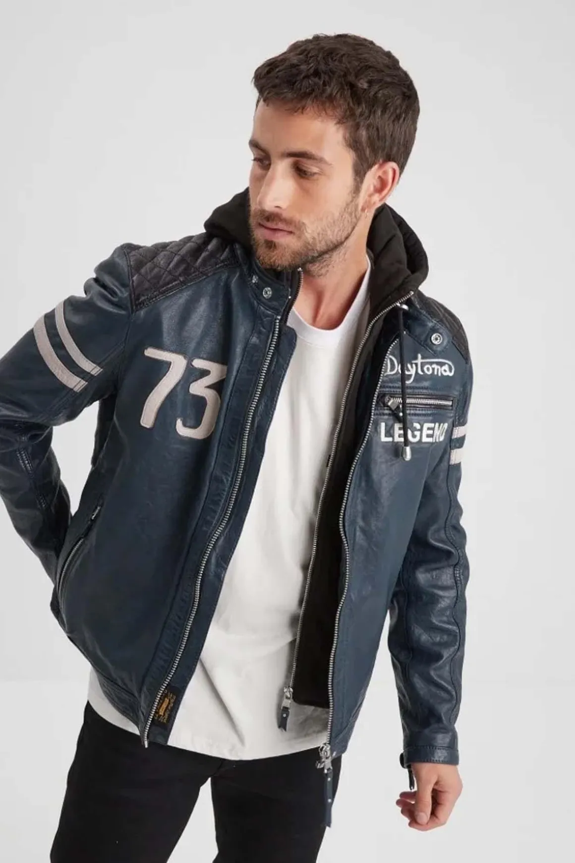Blouson Homme Daytona Gladstone+Hood Lamb Vita Short Blue