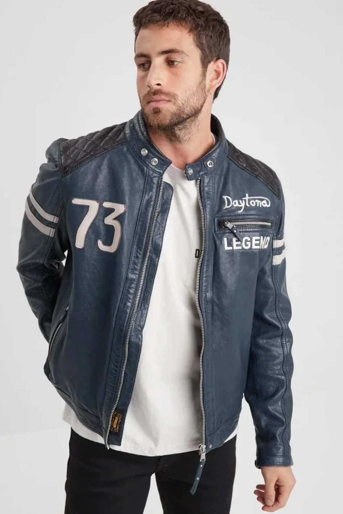 Blouson Homme Daytona Gladstone+Hood Lamb Vita Short Blue