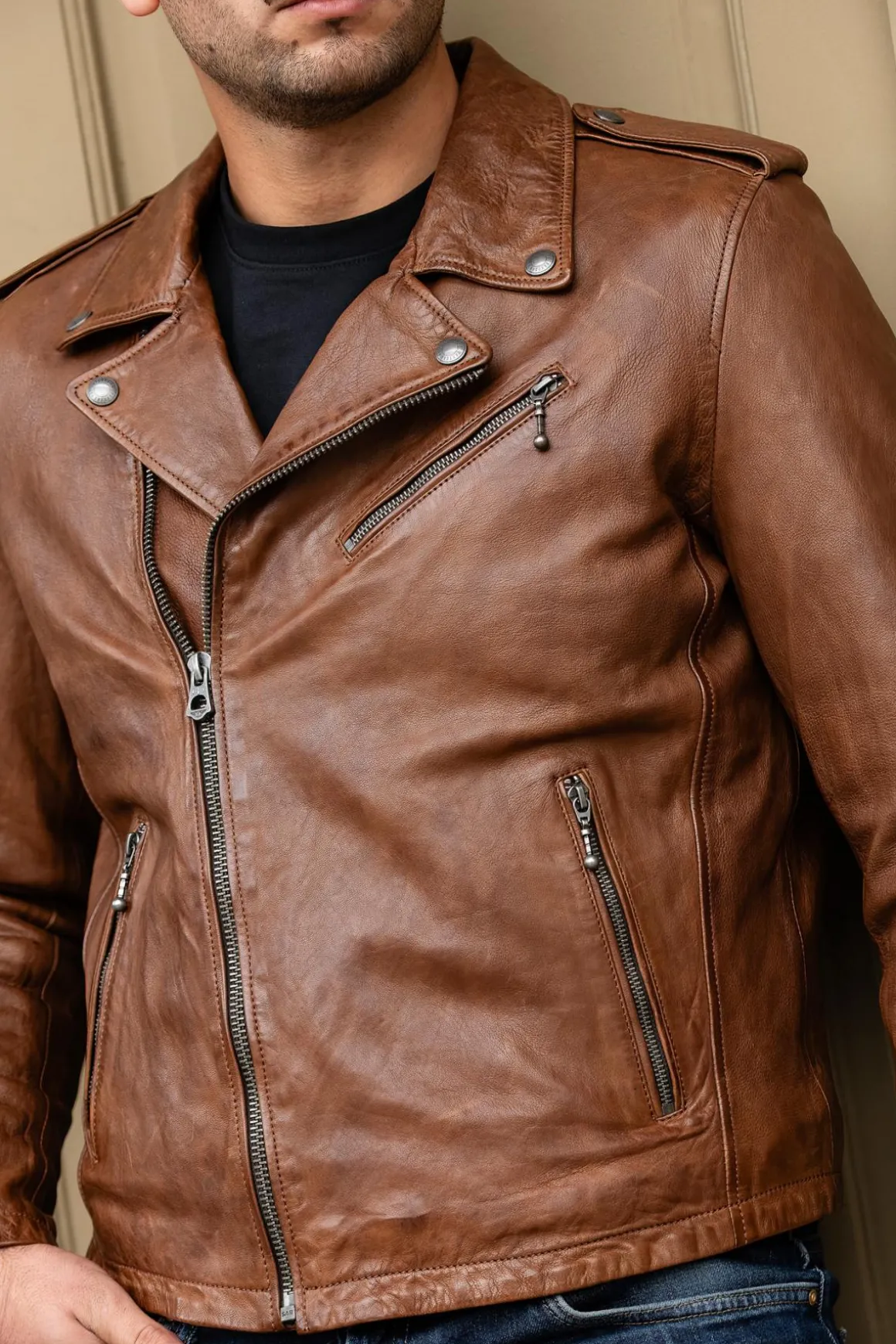 Blouson Homme Daytona Golberg Lamb Paolo Dark Cognac