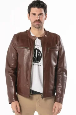 Blouson Homme Daytona Iron Cow Yeger Dark Cognac