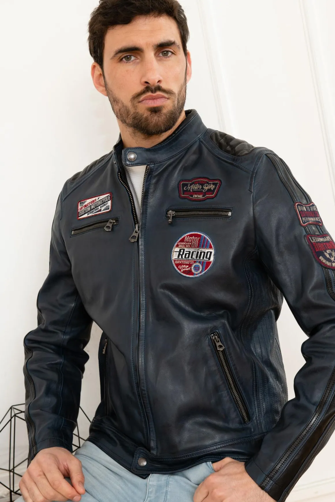 Blouson Homme Daytona Lancia Sheep Atlas Veg Shortblue/Black