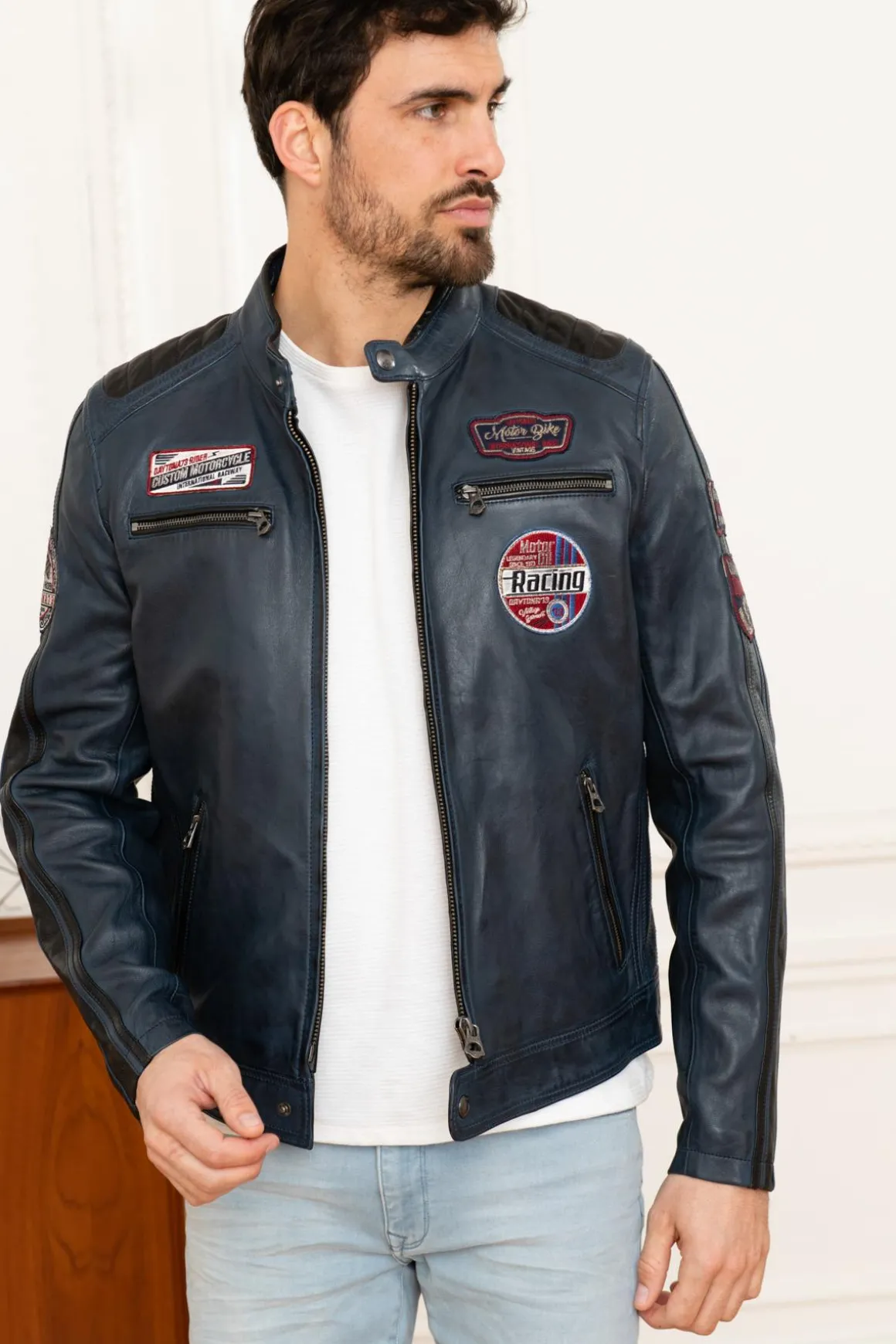 Blouson Homme Daytona Lancia Sheep Atlas Veg Shortblue/Black