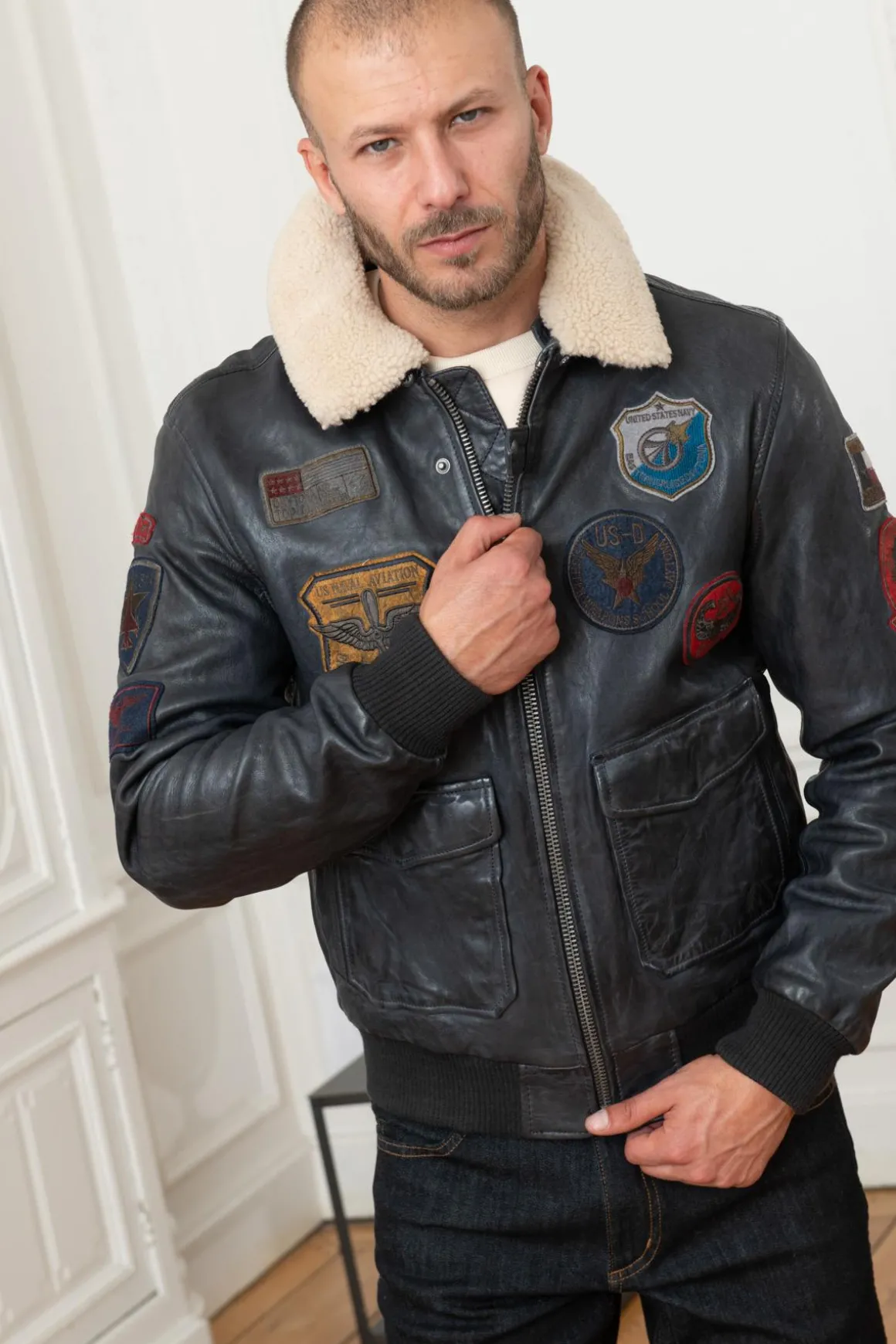 Blouson Homme Daytona Mythic + Fur Sheep Petrol Navy Blue