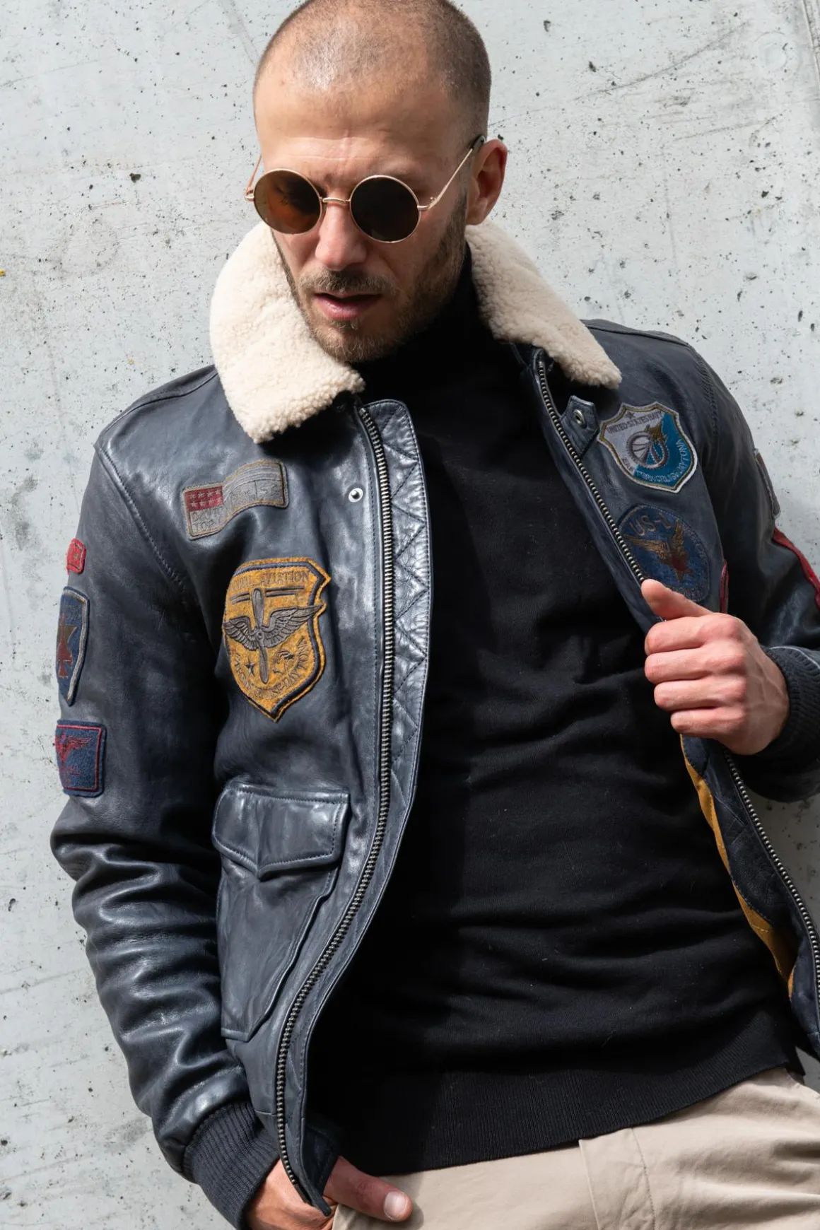 Blouson Homme Daytona Mythic + Fur Sheep Petrol Navy Blue