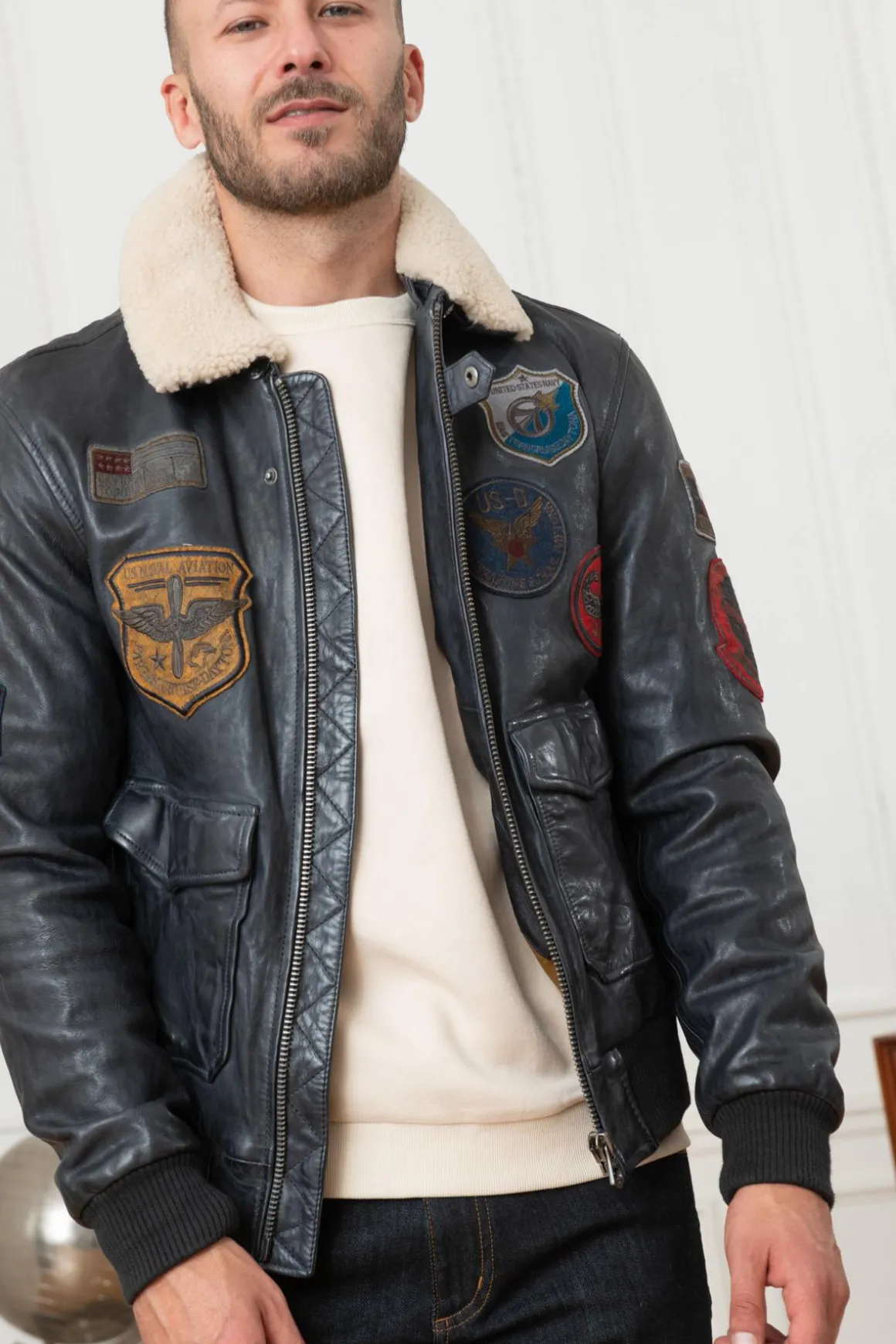 Blouson Homme Daytona Mythic + Fur Sheep Petrol Navy Blue