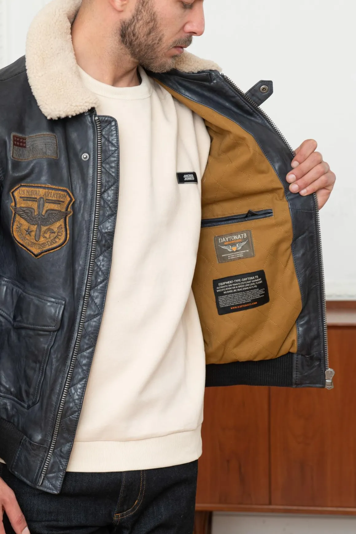Blouson Homme Daytona Mythic + Fur Sheep Petrol Navy Blue