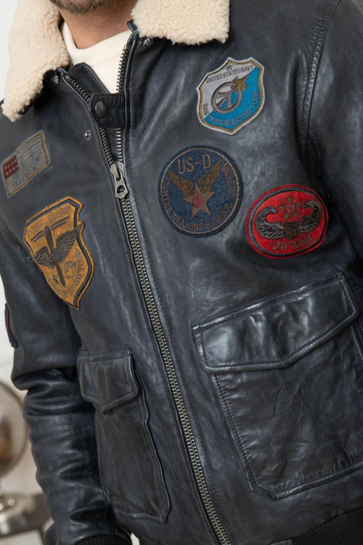 Blouson Homme Daytona Mythic + Fur Sheep Petrol Navy Blue