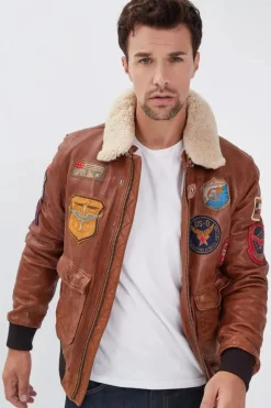 Blouson Homme Daytona Mythic + Fur Sheep Petrol Cognac