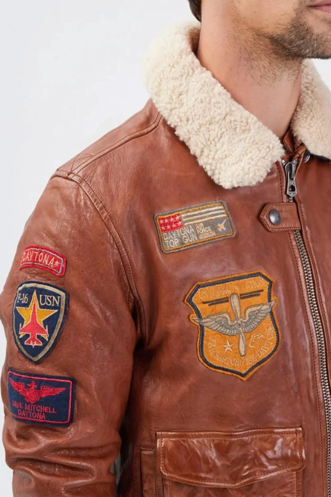 Blouson Homme Daytona Mythic + Fur Sheep Petrol Cognac