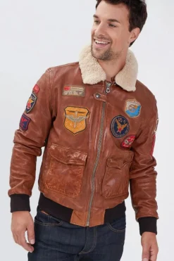 Blouson Homme Daytona Mythic + Fur Sheep Petrol Cognac