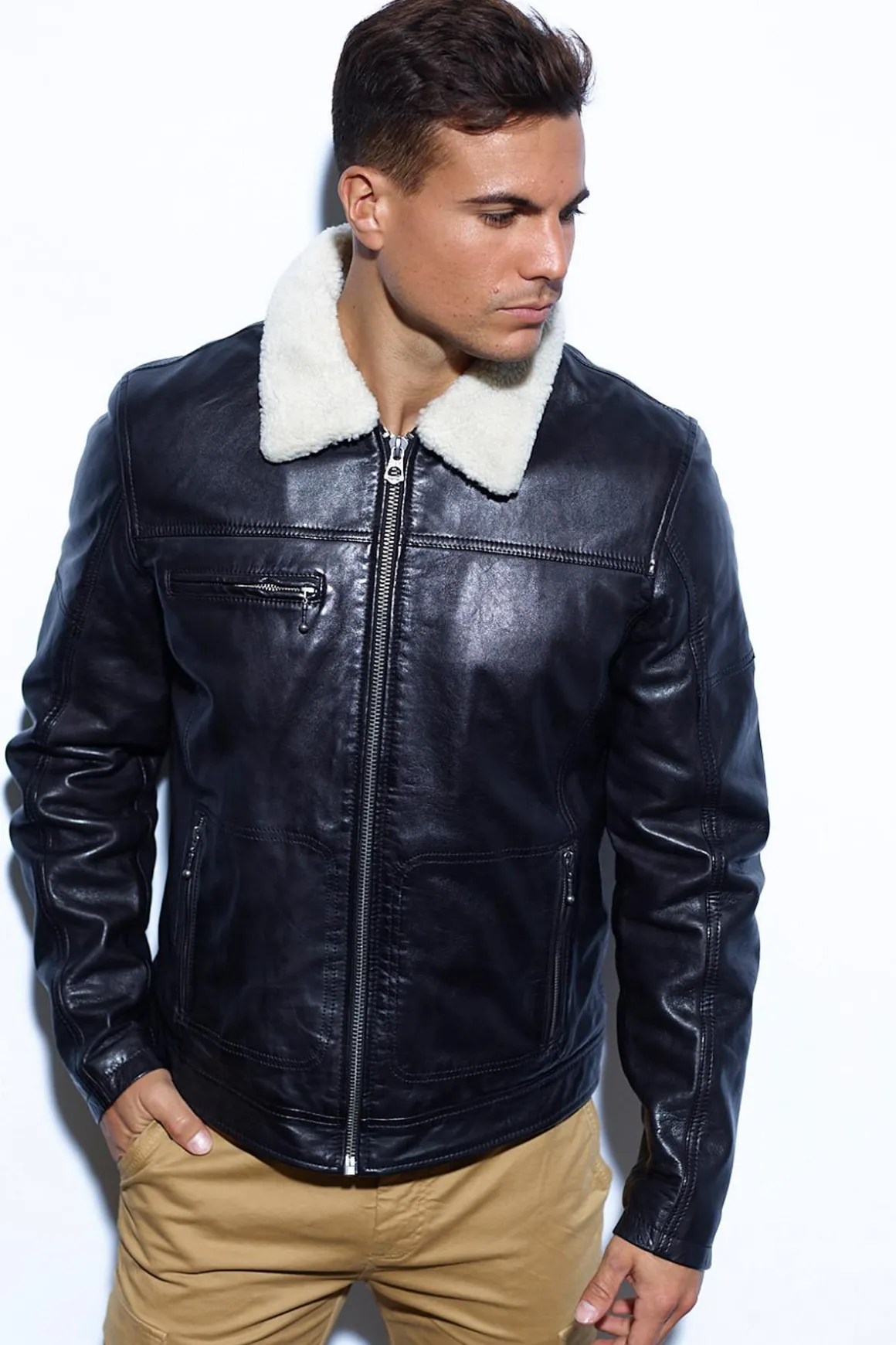 Blouson Homme Daytona Nentley Fake Fur Lamb Paolo Black
