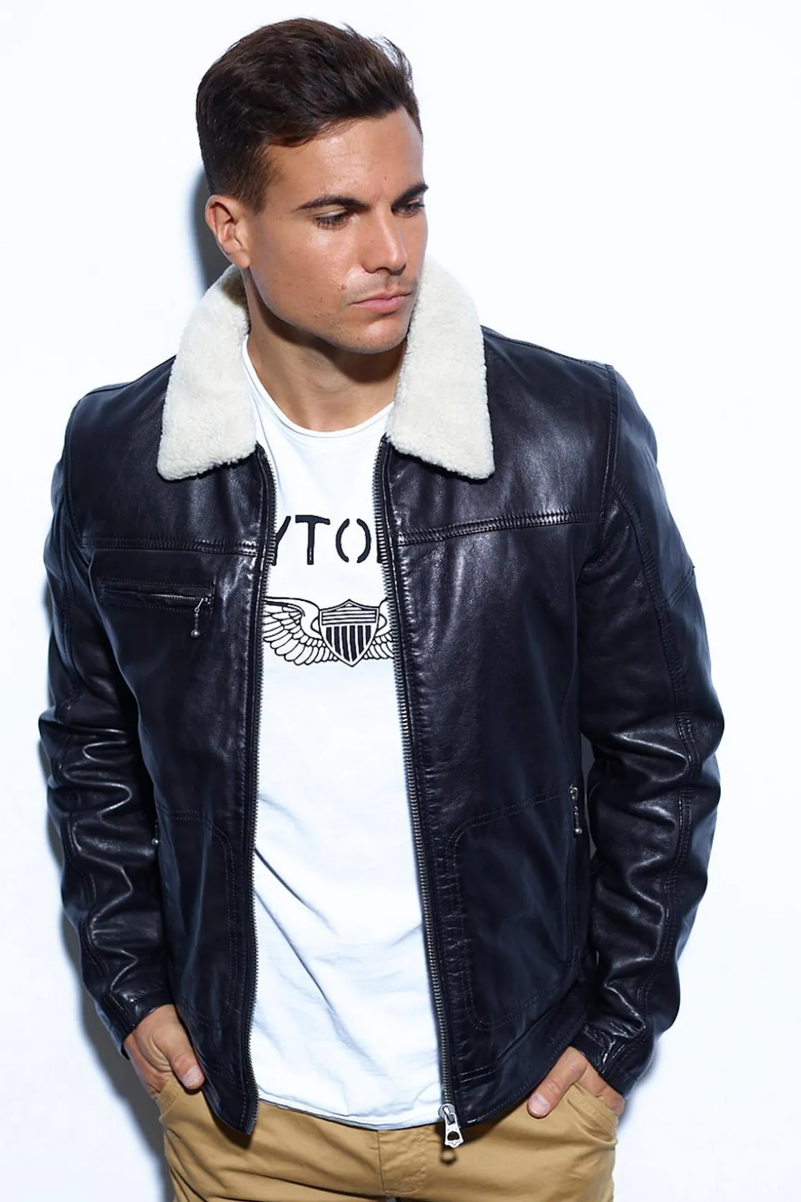 Blouson Homme Daytona Nentley Fake Fur Lamb Paolo Black