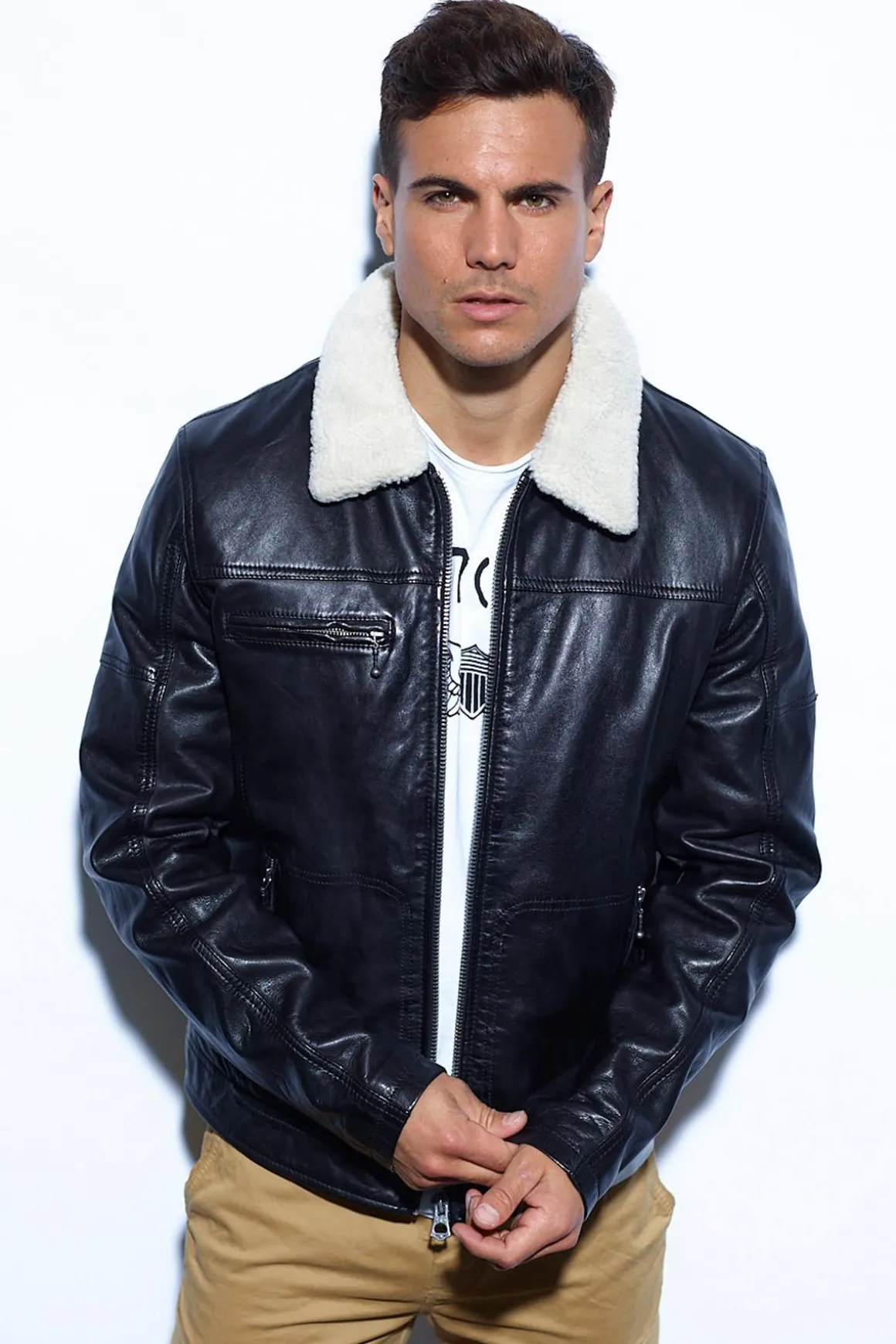 Blouson Homme Daytona Nentley Fake Fur Lamb Paolo Black