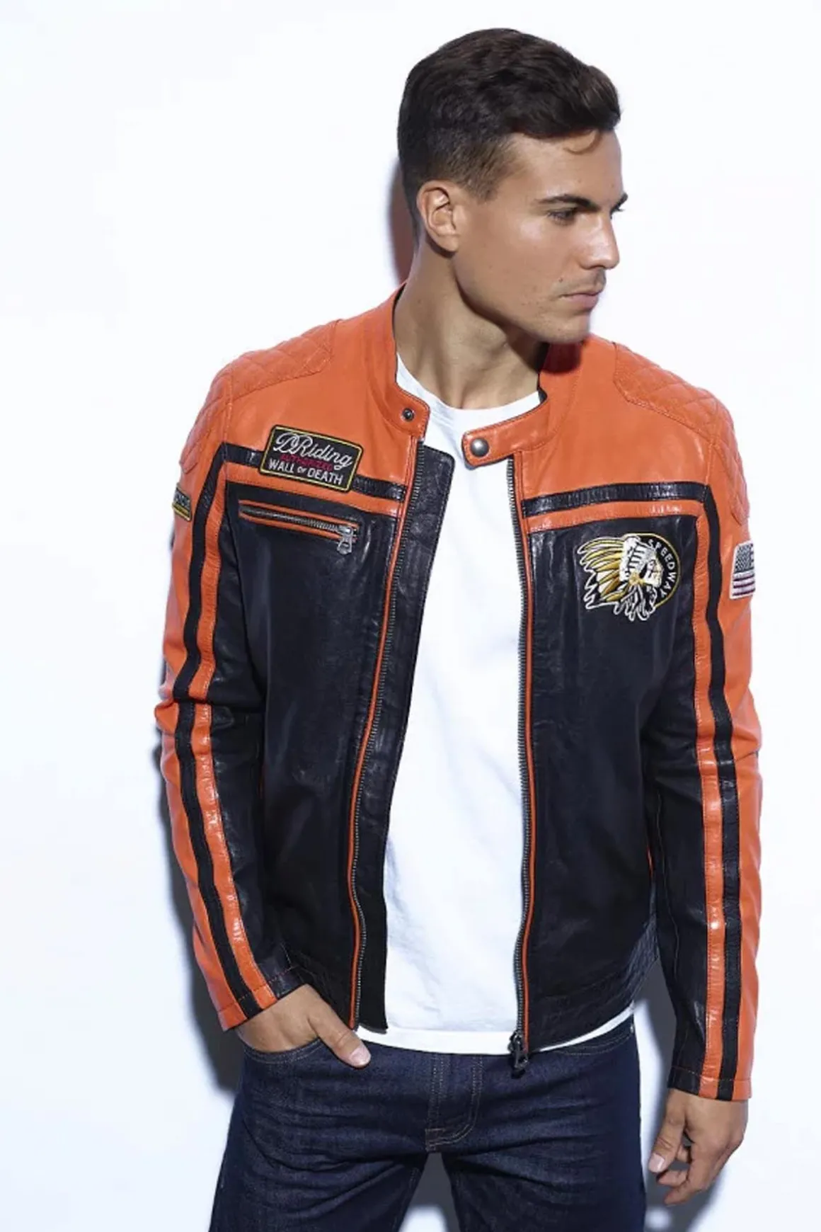 Blouson Homme Daytona Perkins Black/Orange