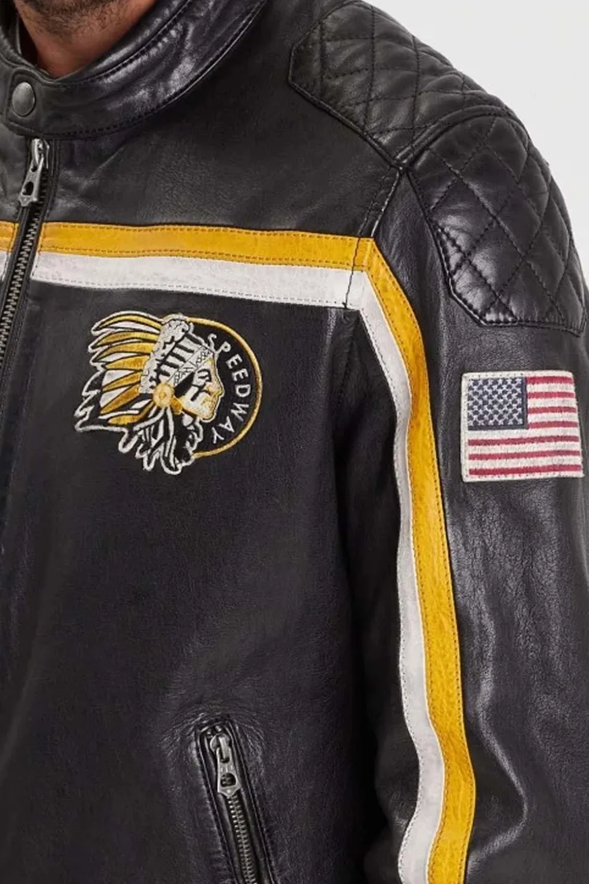 Blouson Homme Daytona Philadelphia Lamb Vita Black / Yellow