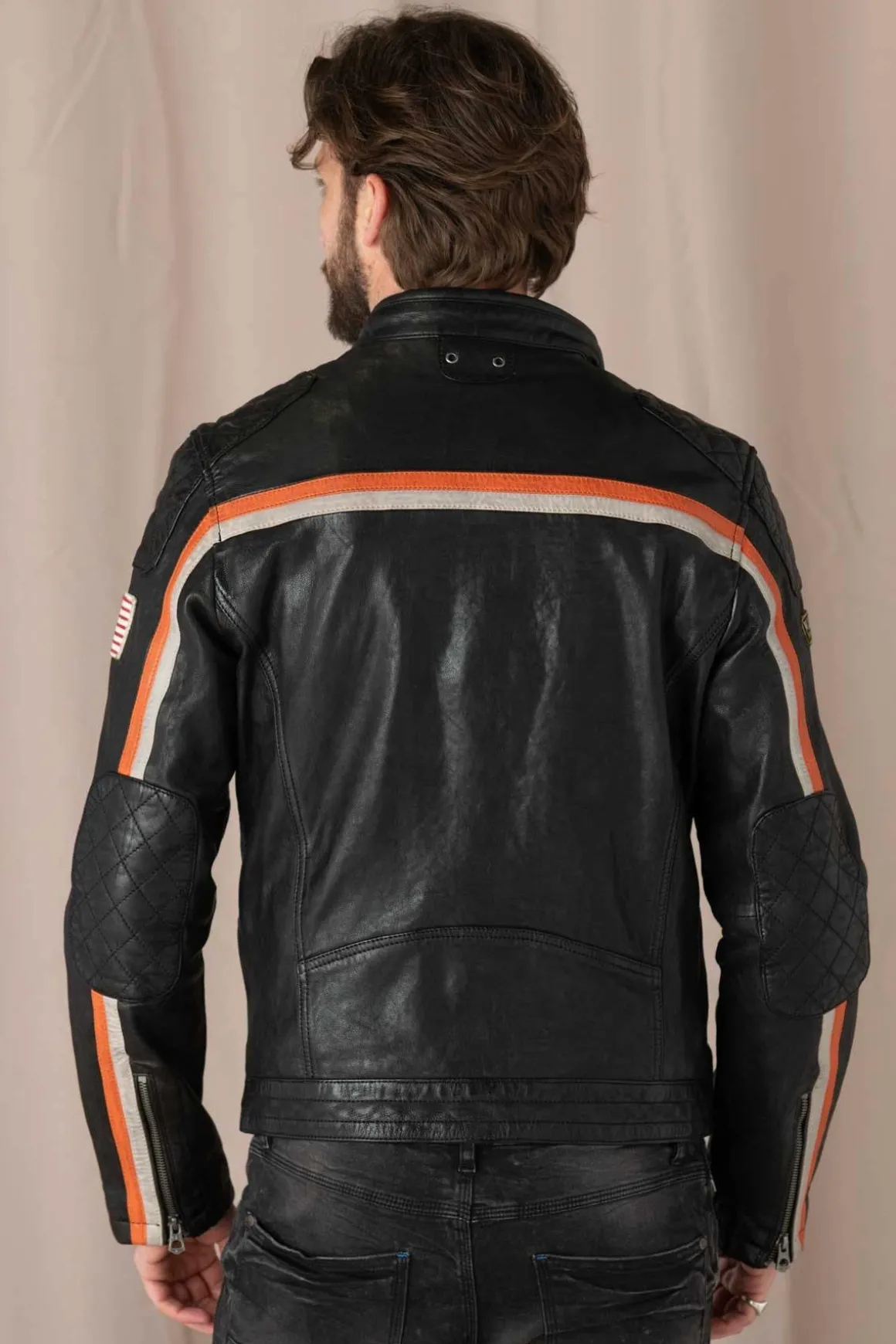 Blouson Homme Daytona Philadelphia Lamb Vita Black/Orange