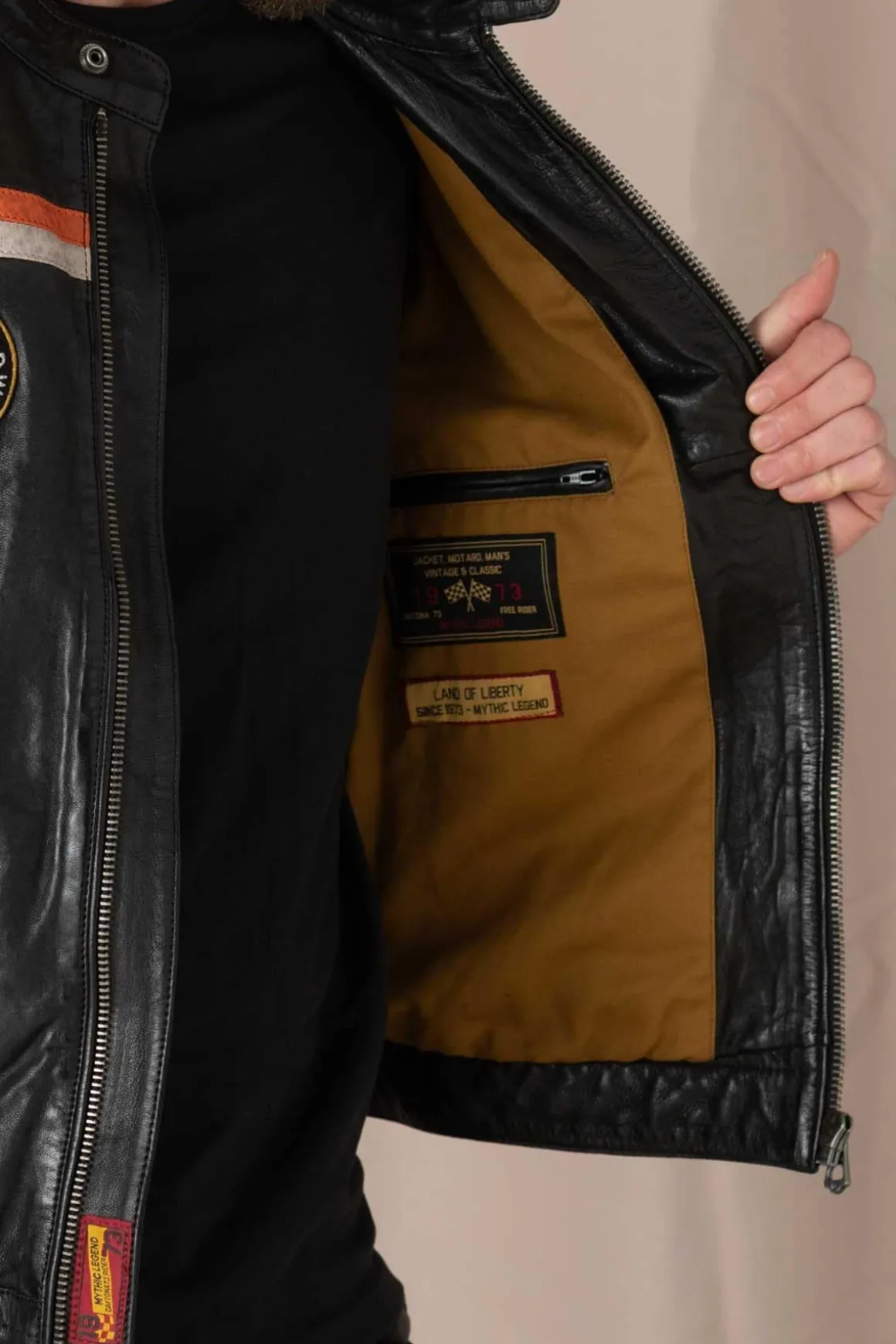 Blouson Homme Daytona Philadelphia Lamb Vita Black/Orange