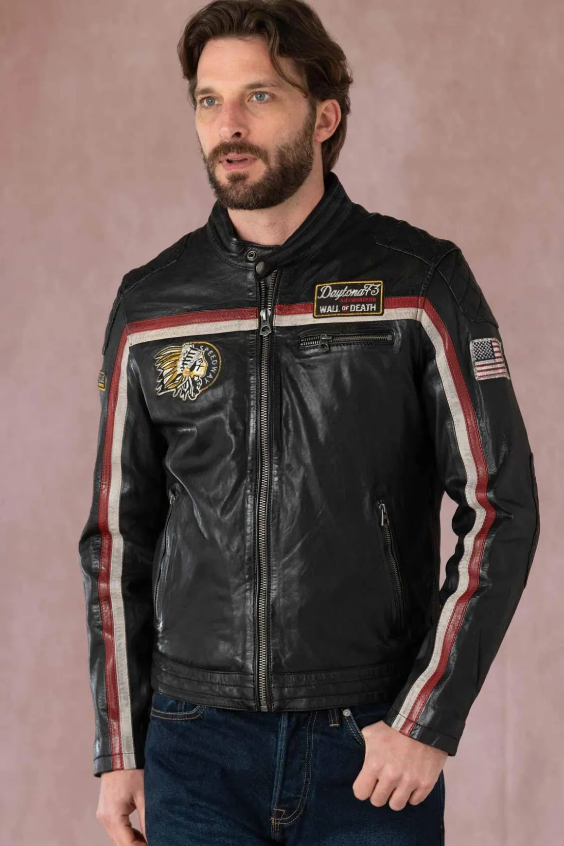 Blouson Homme Daytona Philadelphia Lamb Vita Black/Red