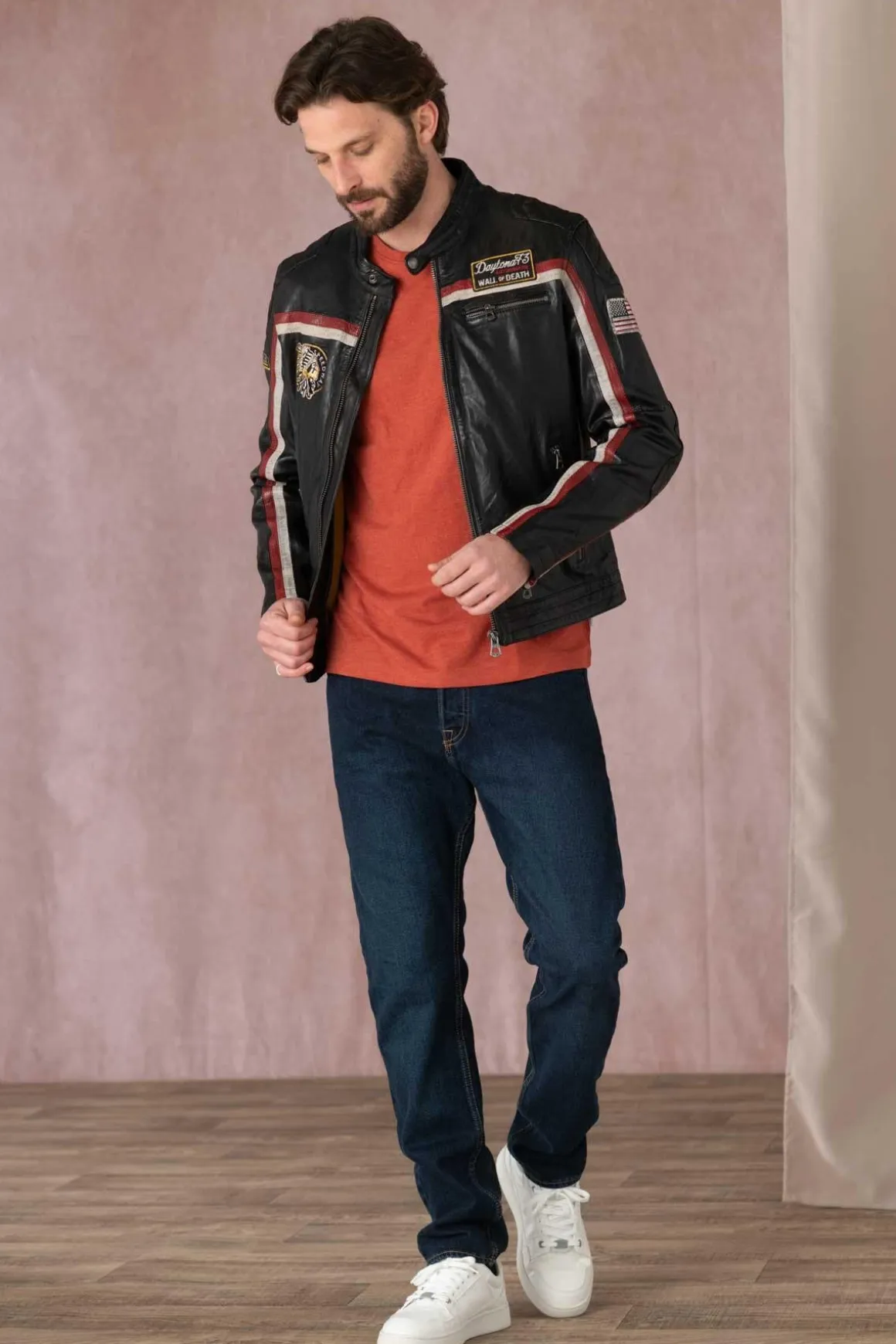 Blouson Homme Daytona Philadelphia Lamb Vita Black/Red