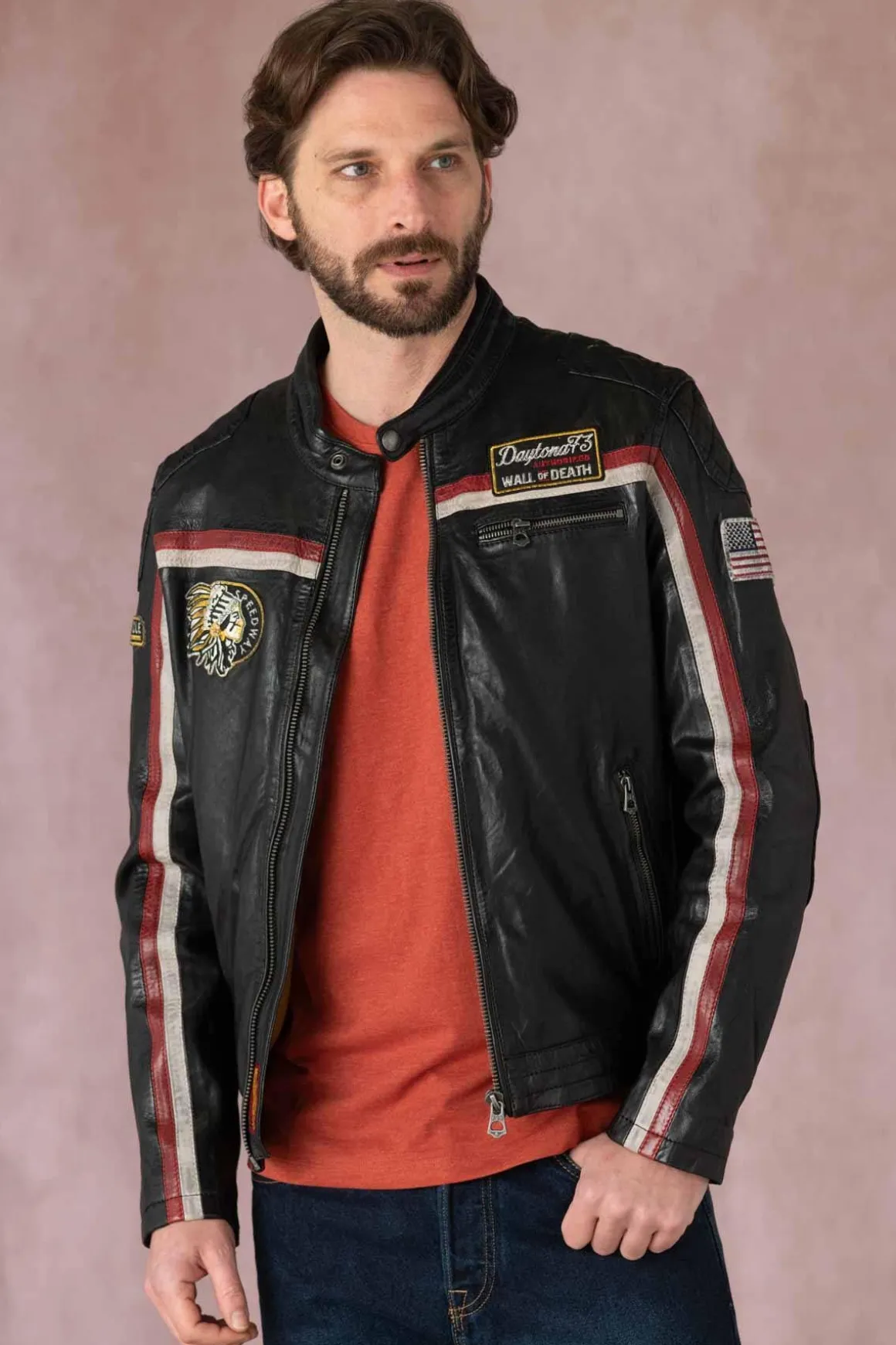 Blouson Homme Daytona Philadelphia Lamb Vita Black/Red