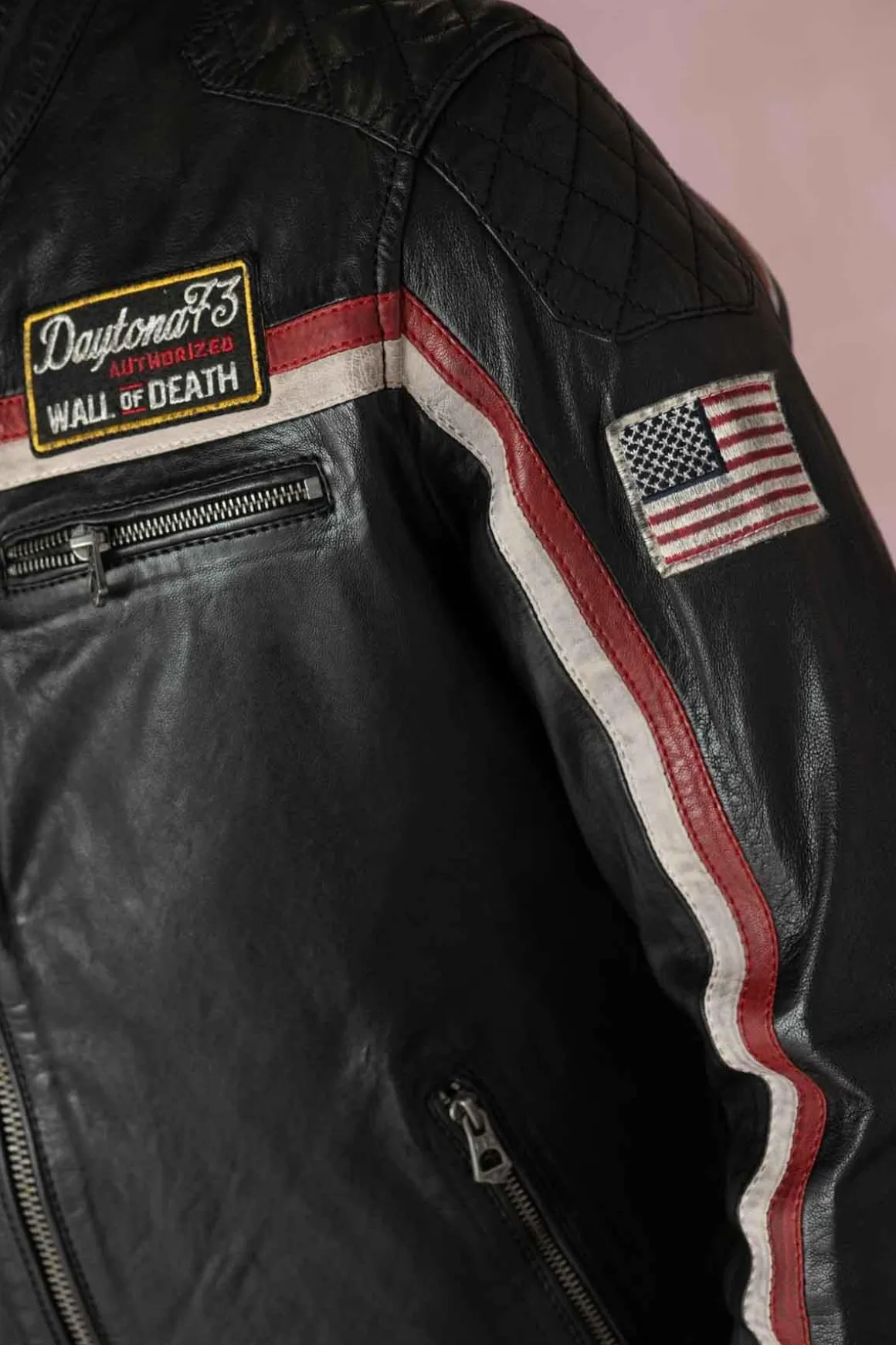 Blouson Homme Daytona Philadelphia Lamb Vita Black/Red