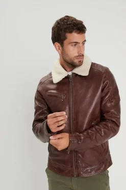 Blouson Homme Daytona Platon Fake Fur Lamb Paolo Dark Cognac