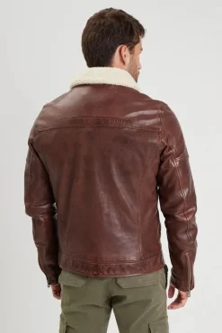 Blouson Homme Daytona Platon Fake Fur Lamb Paolo Dark Cognac
