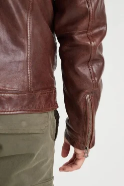 Blouson Homme Daytona Platon Fake Fur Lamb Paolo Dark Cognac