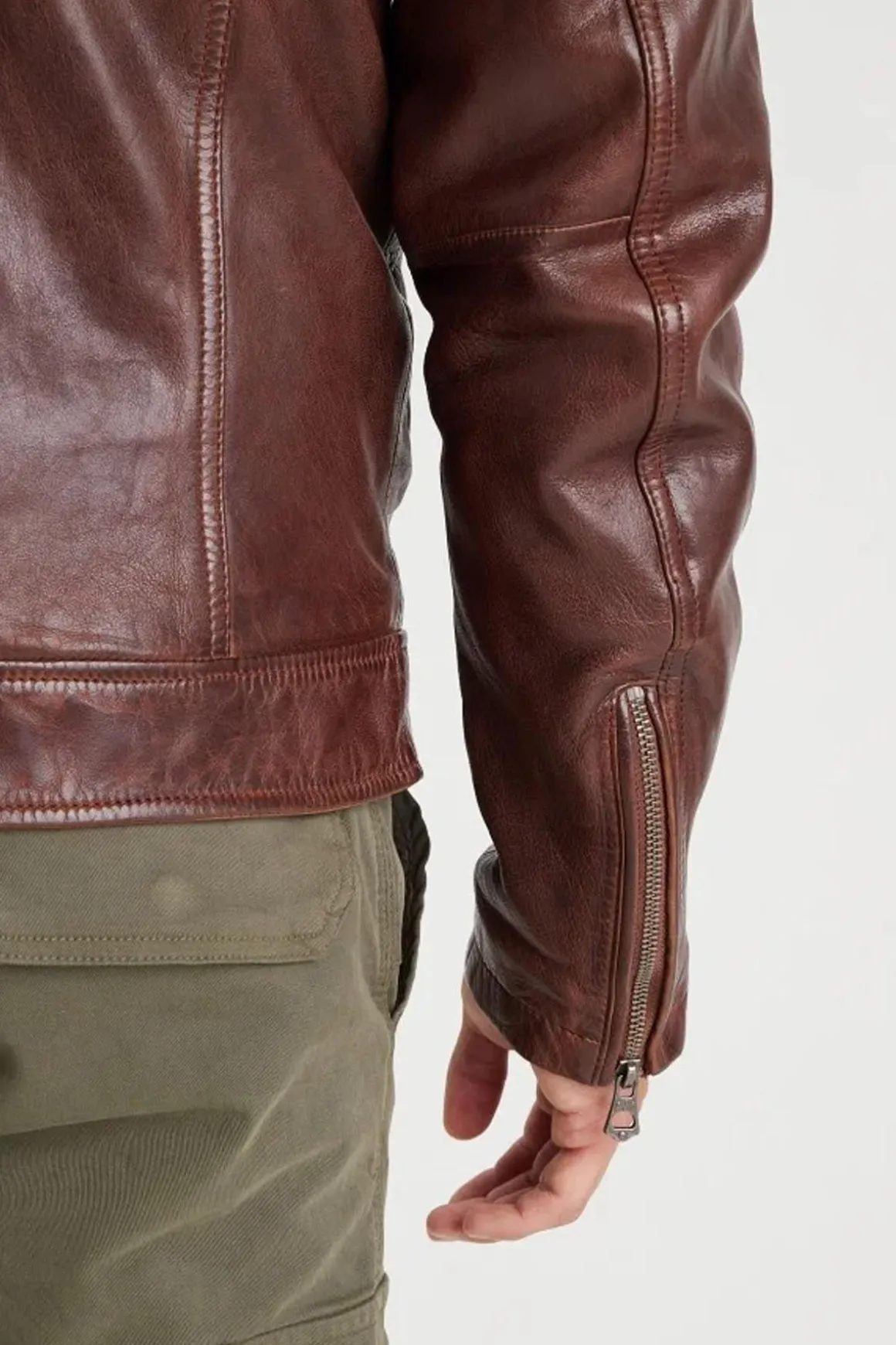 Blouson Homme Daytona Platon Fake Fur Lamb Paolo Dark Cognac