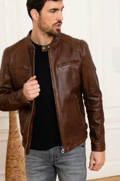 Blouson Homme Daytona Stirling Lamb Paolo Dark Cognac