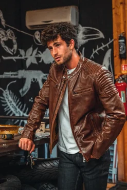 Blouson Homme Daytona Stirling Lamb Paolo Dark Cognac