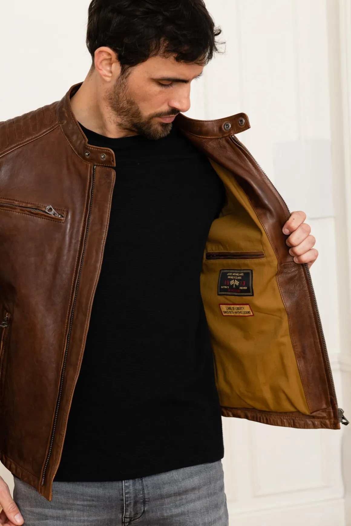 Blouson Homme Daytona Stirling Lamb Paolo Dark Cognac