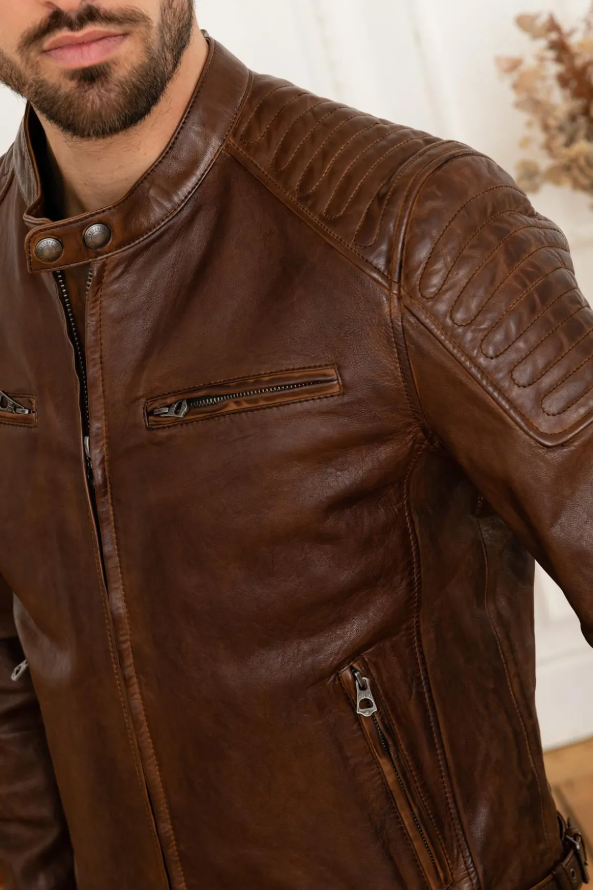 Blouson Homme Daytona Stirling Lamb Paolo Dark Cognac