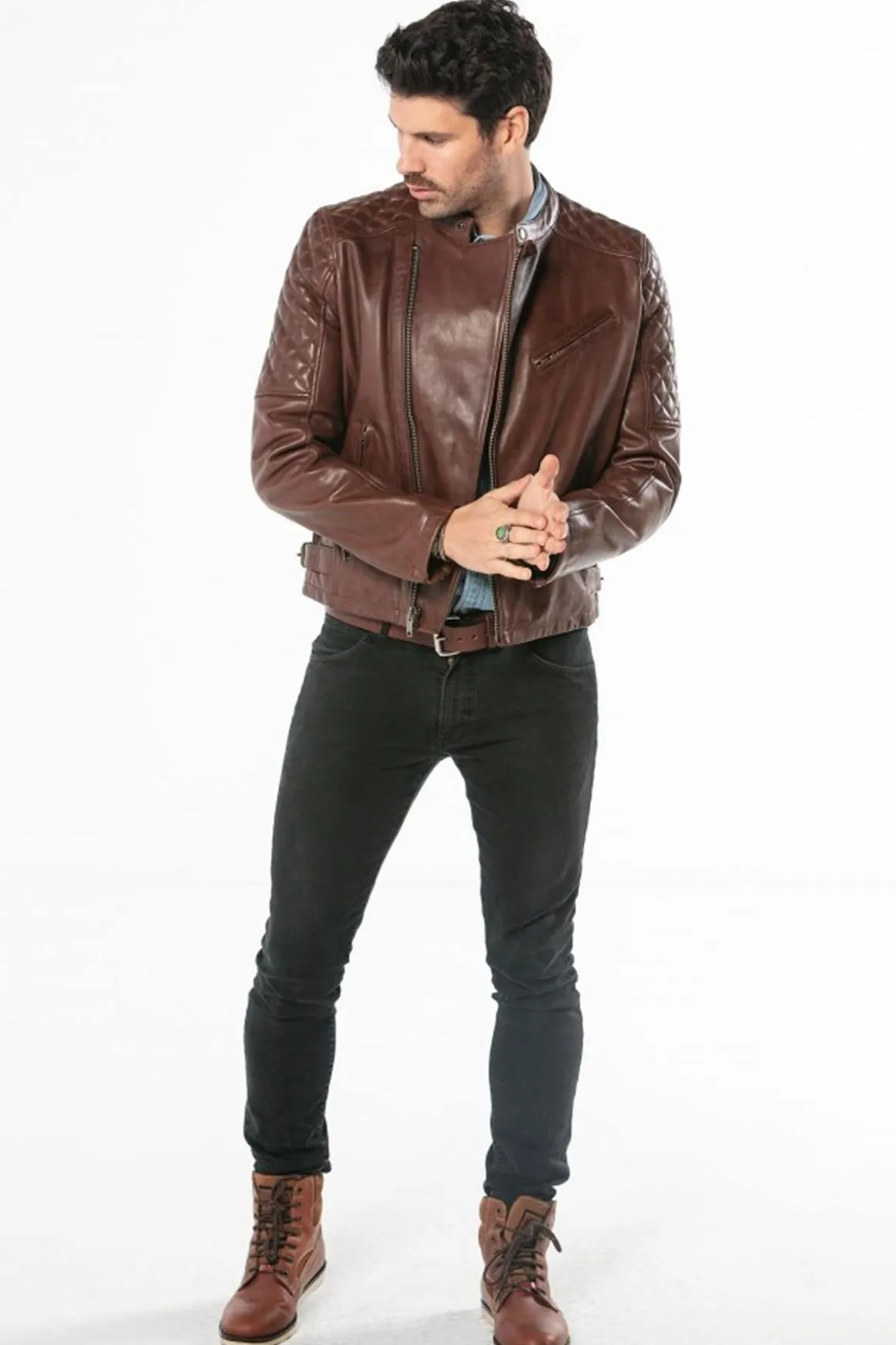 Blouson Homme Daytona Truckston Cow Veg Dark Cognac