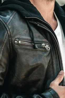 Blouson Homme Daytona Winstoner Sheep Kanval Black/Cognac