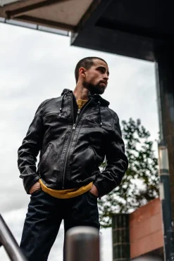 Blouson Homme Daytona Winstoner Sheep Kanval Black/Cognac