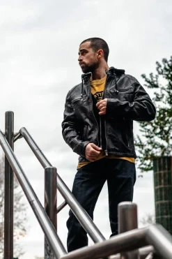 Blouson Homme Daytona Winstoner Sheep Kanval Black/Cognac