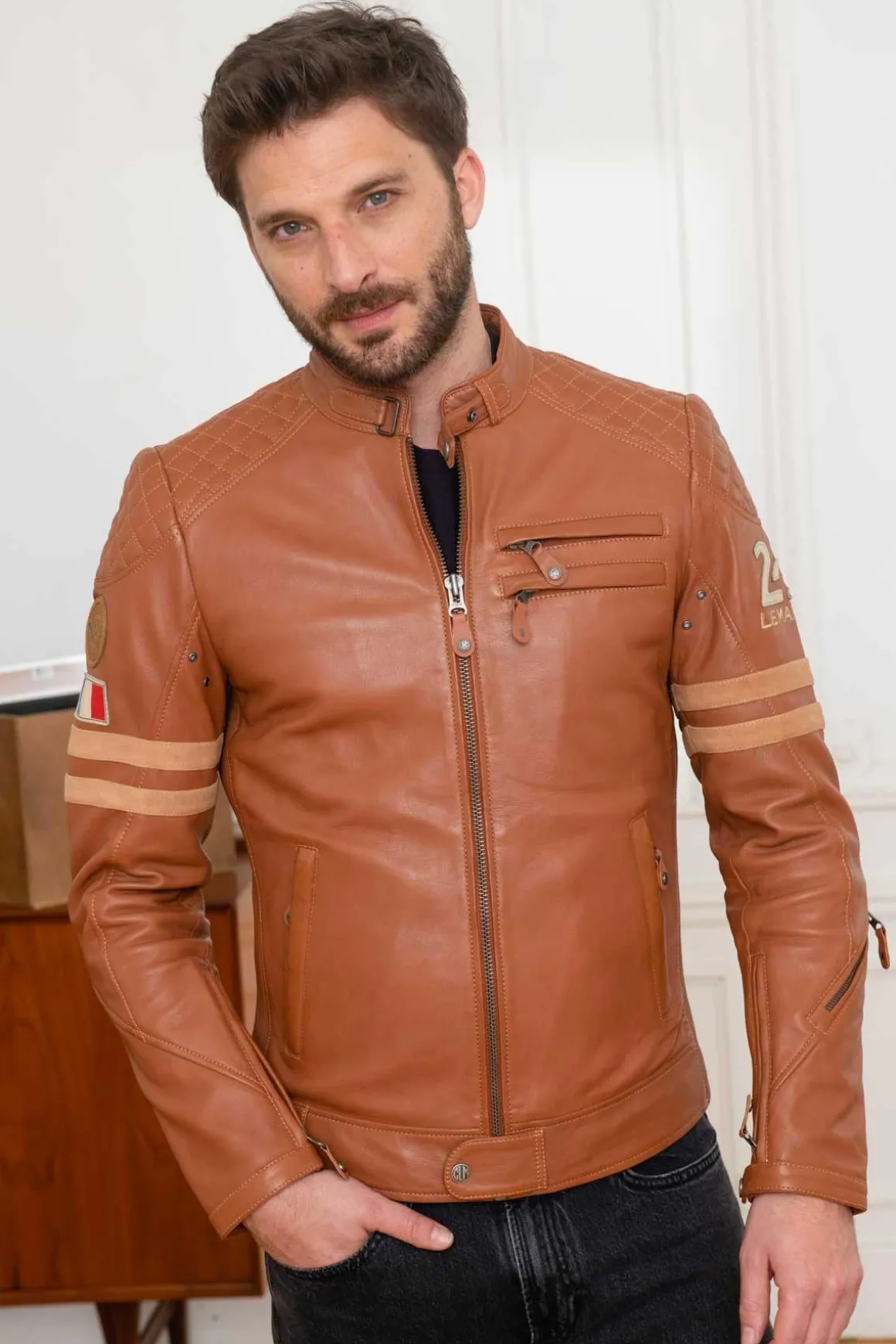 Blouson Homme 24H Le Mans Silverstone Sheep Crown Havane