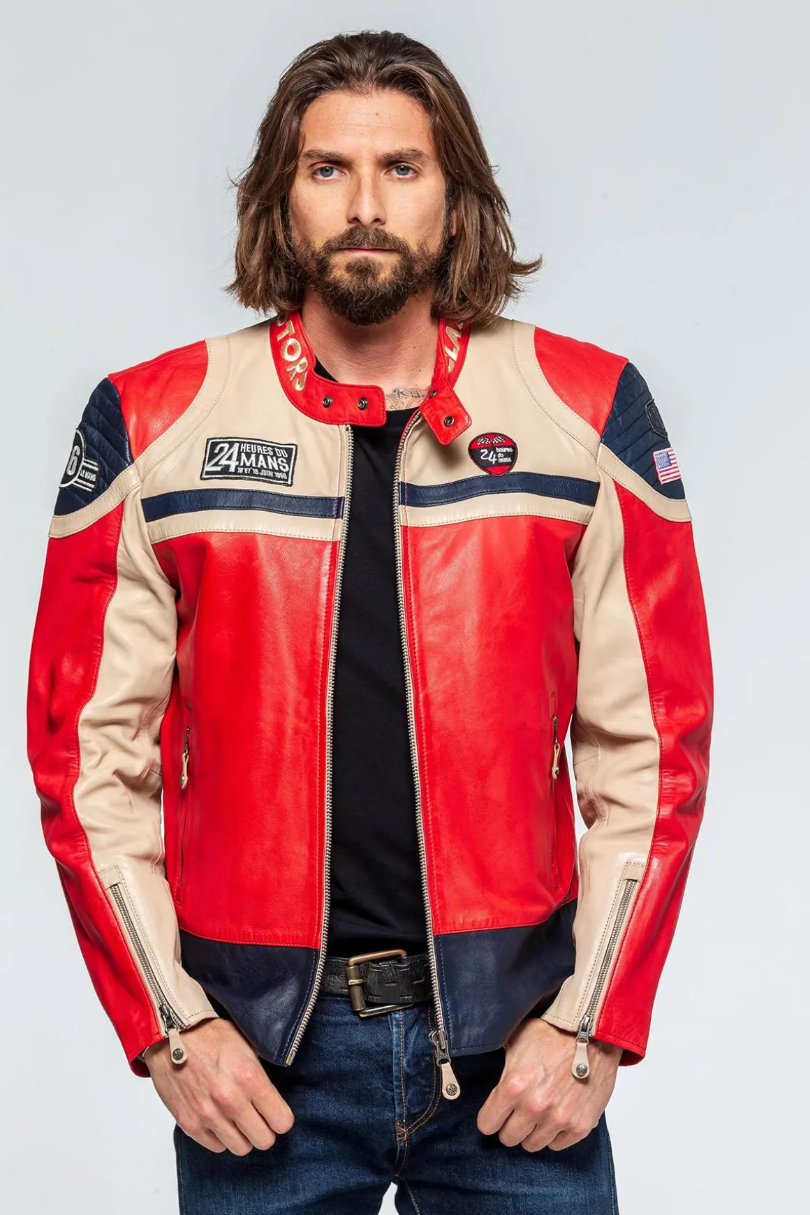 Blouson Homme 24H Le Mans Steel Sheep Crown Red / Off White