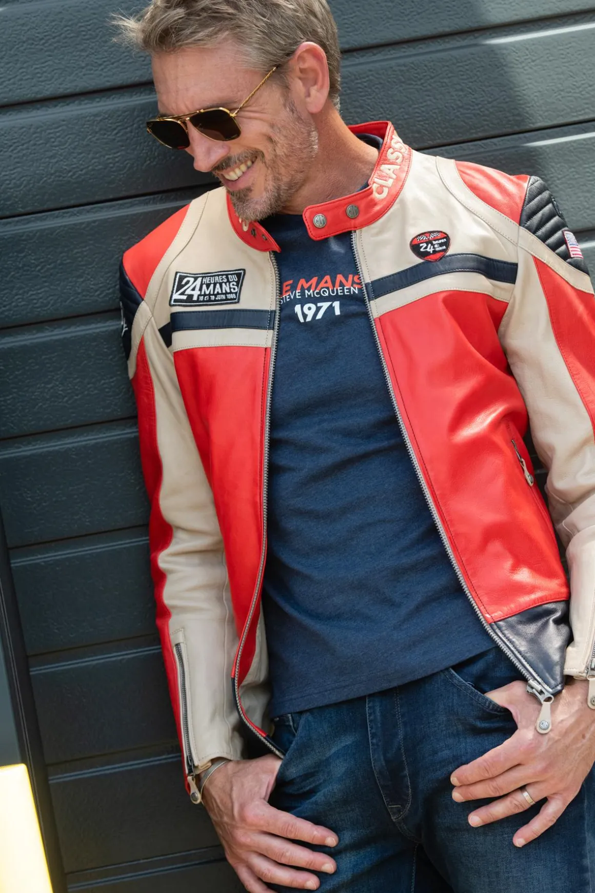 Blouson Homme 24H Le Mans Steel Sheep Crown Red / Off White