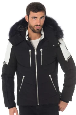 Blouson Homme Horspist Carbone T Cuir Noir Blanc