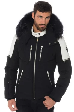 Blouson Homme Horspist Carbone T Cuir Noir Blanc