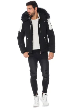 Blouson Homme Horspist Carbone T Cuir Noir Blanc