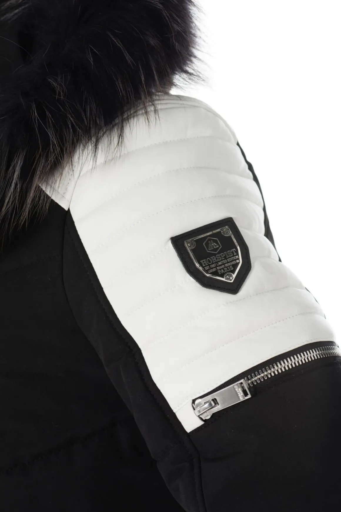 Blouson Homme Horspist Carbone T Cuir Noir Blanc
