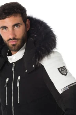 Blouson Homme Horspist Carbone T Cuir Noir Blanc