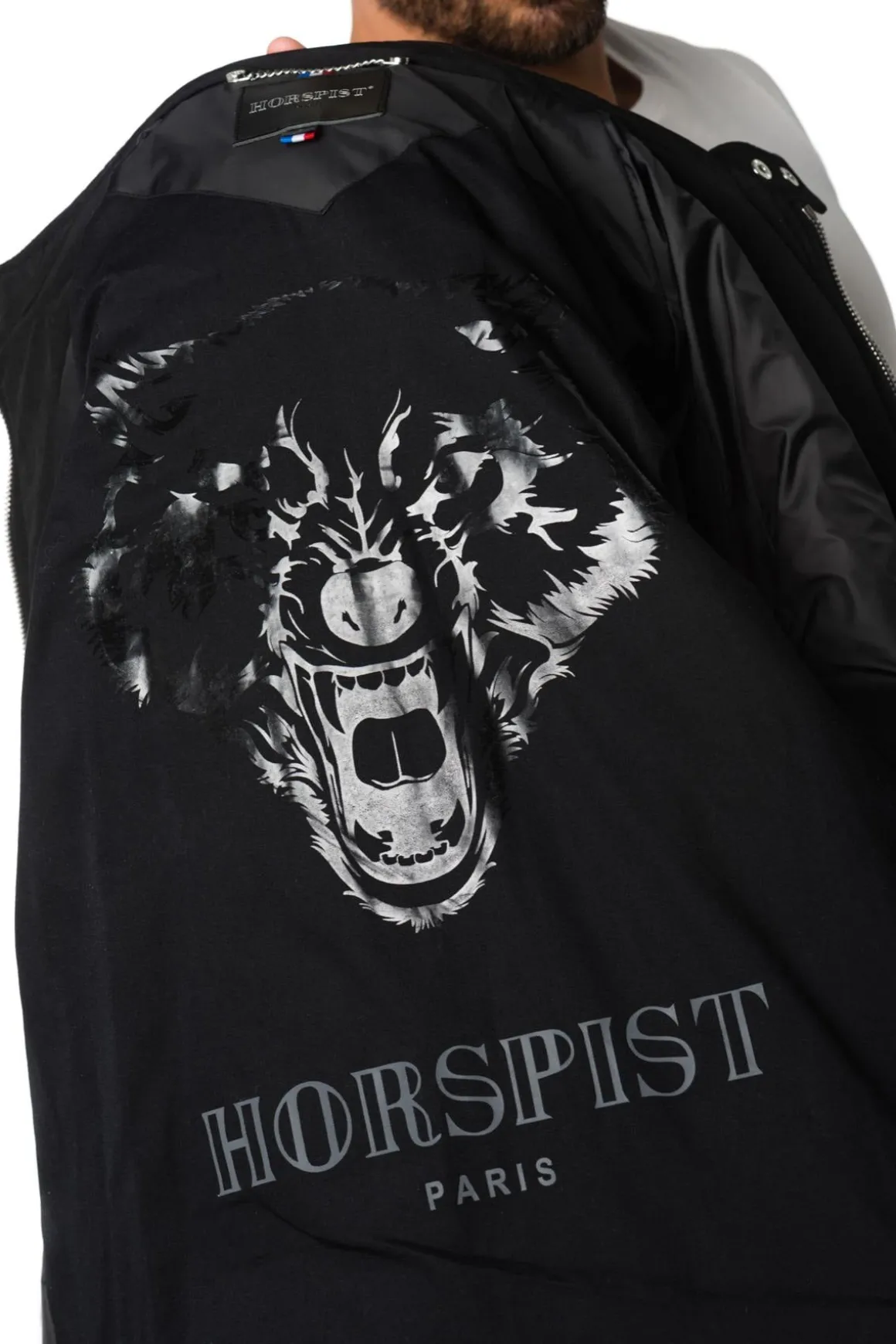 Blouson Homme Horspist Carbone T Cuir Noir Blanc