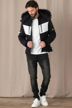 Blouson Homme Horspist Carbone Sport T Cuir Marine Noir Zz