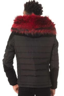 Blouson Homme Horspist Carlton T Daim Noir Col Rouge