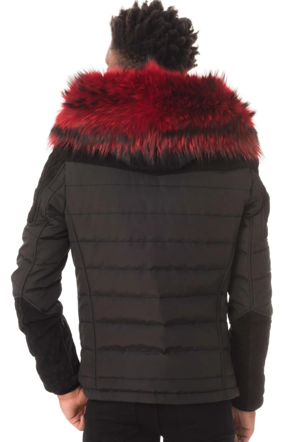 Blouson Homme Horspist Carlton T Daim Noir Col Rouge